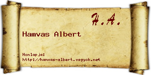 Hamvas Albert névjegykártya